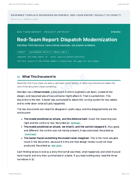 First page of the sample: Red Team Review Report