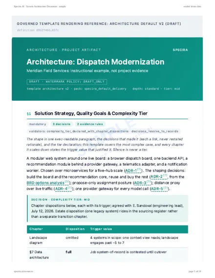 First page of the sample: System Architecture Document